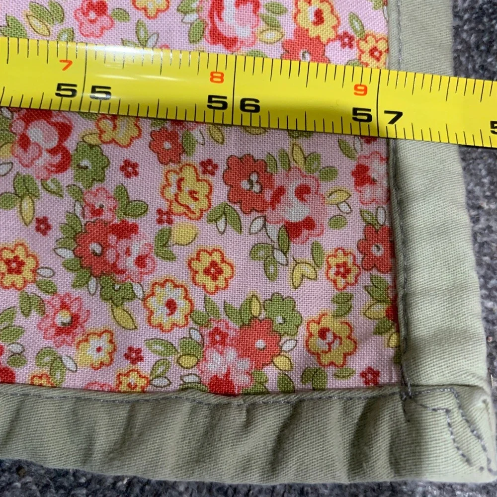 Handmade Patchwork Quilt Red Pink Floral Geometric‎ 57x75 Cottagecore